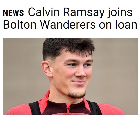 官方：利物浦20岁小将拉姆齐租借加盟博尔顿至本赛季结束