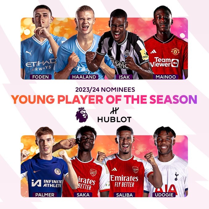 英超赛季最佳年轻球员候选：福登、哈兰德、萨卡、帕尔默在列
