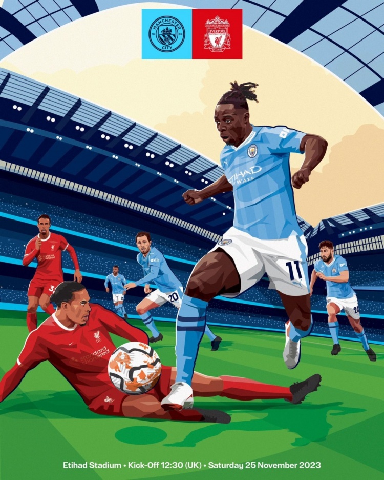 曼城晒海报预热对阵利物浦:多库pk范迪克,b席,格瓦出镜